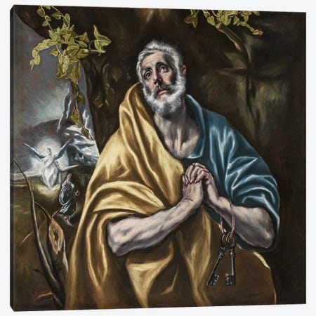 The Penitent Saint Peter, c.1590-95 (San Diego Museum Of Art) Canvas Print #BMN6256} by El Greco Canvas Print