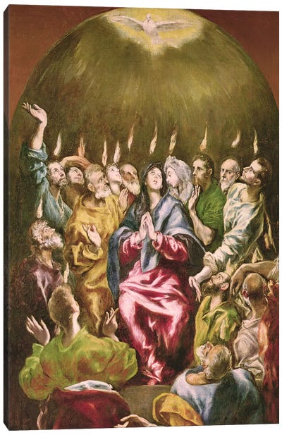 The Pentecost, c.1604-14 Canvas Art Print - Religion & Spirituality Art