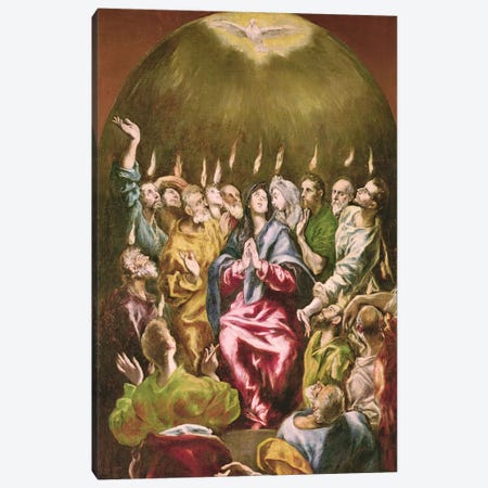 The Pentecost, c.1604-14 Canvas Print #BMN6257} by El Greco Art Print