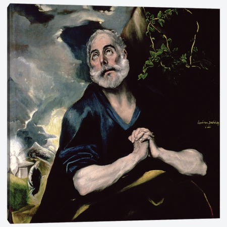 The Tears Of St. Peter (The Bowes Museum) Canvas Print #BMN6259} by El Greco Canvas Artwork