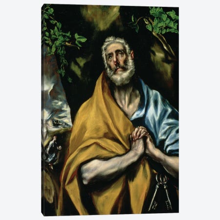The Tears Of St. Peter, c.1605 (Hospital de Tavera) Canvas Print #BMN6260} by El Greco Canvas Art Print