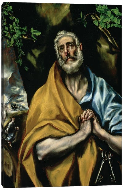 The Tears Of St. Peter, c.1605 (Hospital de Tavera) Canvas Art Print - El Greco