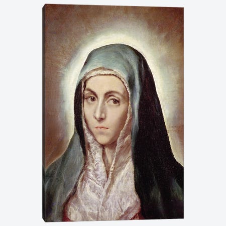 The Virgin Mary, c.1595-1600 (Musee des Beaux-Arts de Strasbourg) Canvas Print #BMN6263} by El Greco Canvas Print