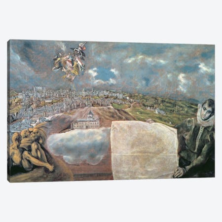 View And Map Of The Town Of Toledo, Spain Canvas Print #BMN6270} by El Greco Canvas Artwork