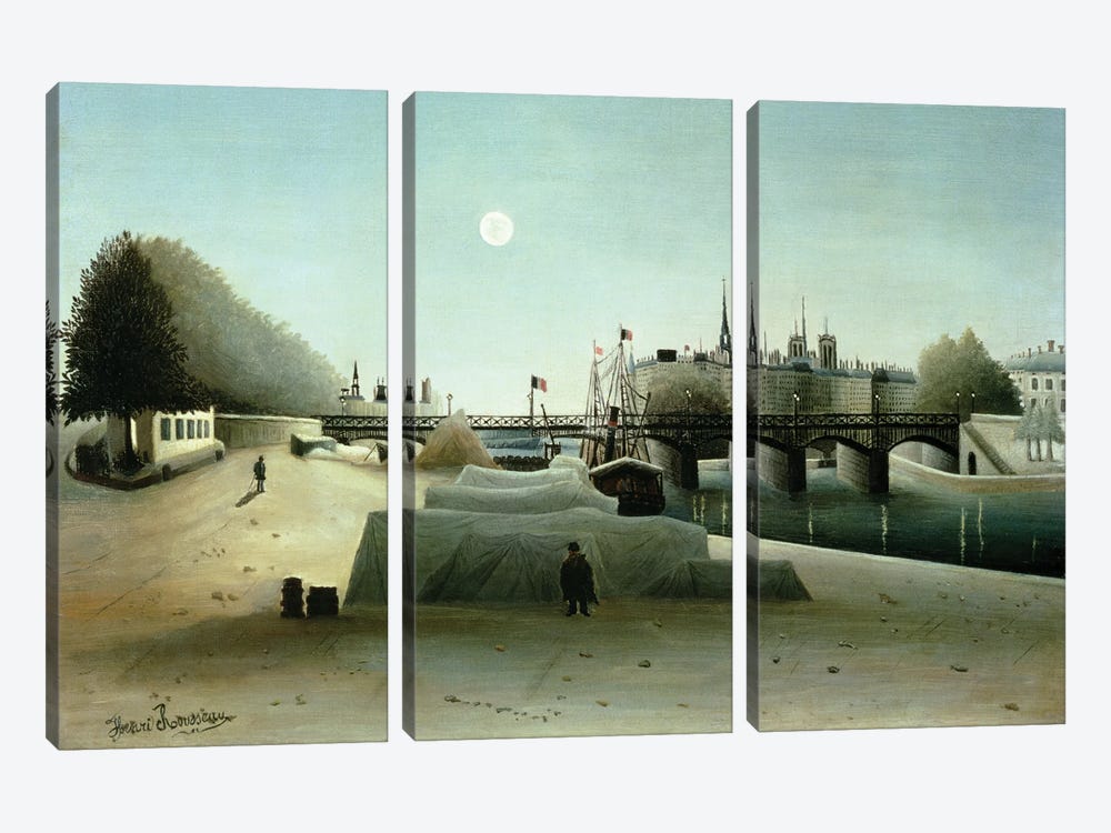 A View Of the Ile Saint-Louis From Port Saint-Nicolas, Evening, c.1888 by Henri Rousseau 3-piece Canvas Print