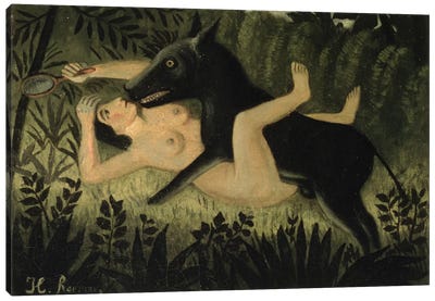 Beauty And The Beast, c.1908 Canvas Art Print - Henri Rousseau