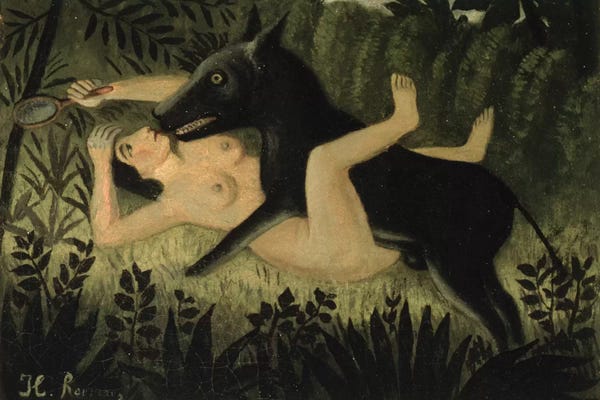 Post-Impressionism: Beauty And The Beast, c.1908 by Henri Rousseau