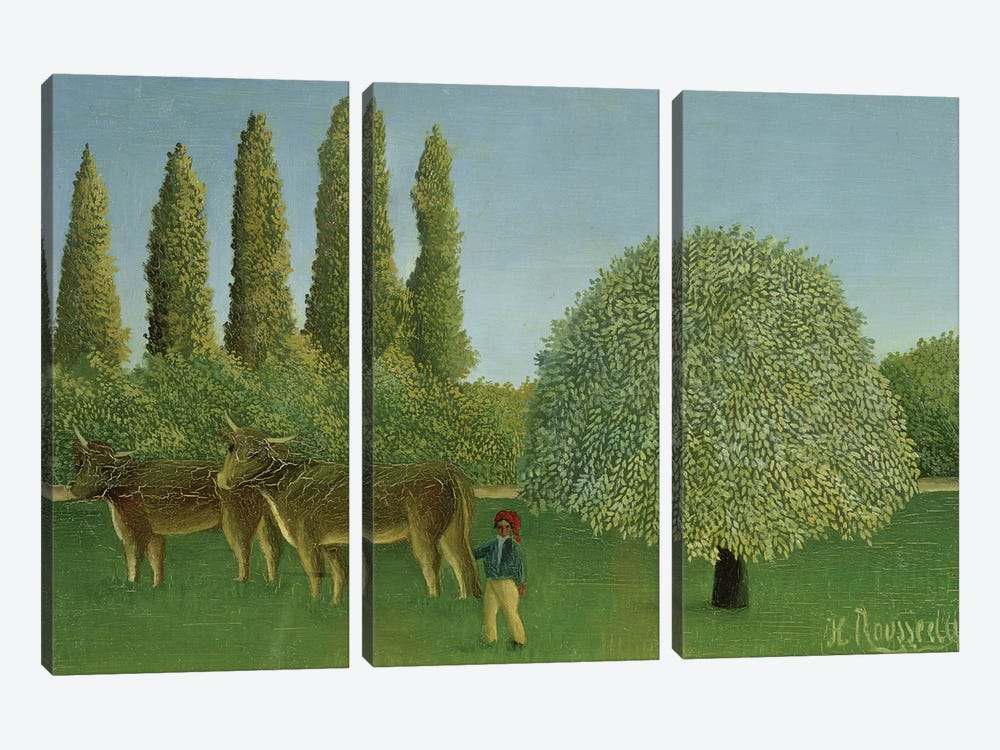 In The Fields, 1910 3-piece Canvas Print