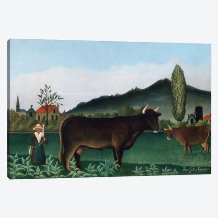 Landscape With Cow, 1886 Canvas Print #BMN6292} by Henri Rousseau Canvas Art