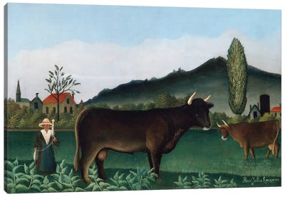 Landscape With Cow, 1886 Canvas Art Print - Henri Rousseau