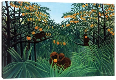 Monkeys In The Jungle, 1910 Canvas Art Print - Orange Art