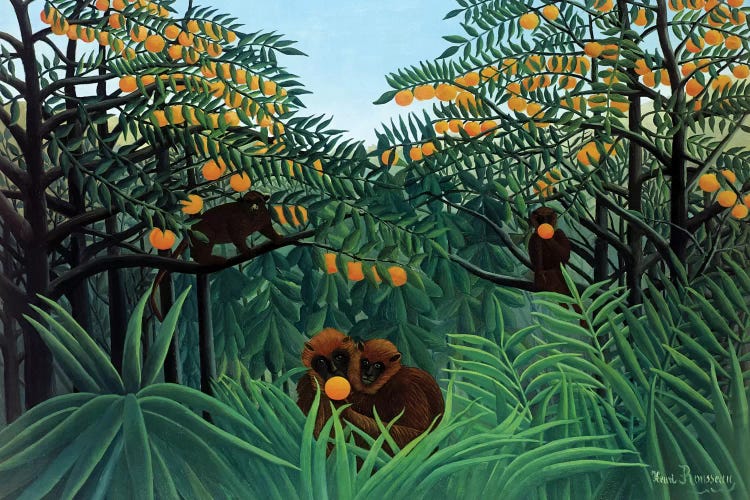 Monkeys In The Jungle, 1910 by Henri Rousseau wall art