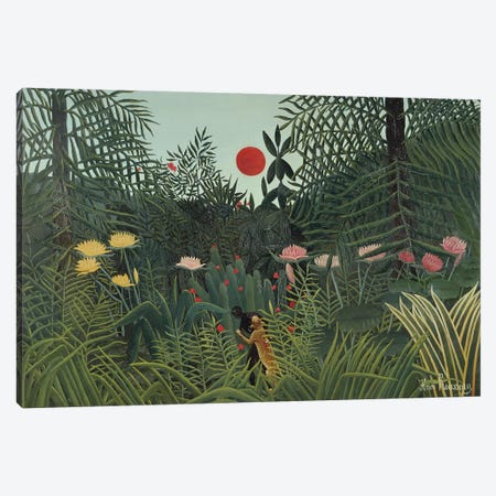 Attacked By A Jaguar (Jungle Sunset), 1910 Canvas Print #BMN6298} by Henri Rousseau Canvas Art