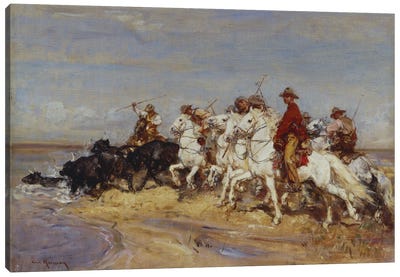 Rounding Up The Cattle Canvas Art Print - Henri Rousseau