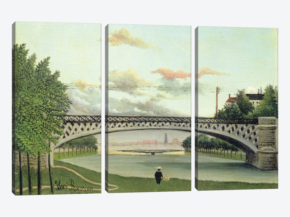 The Brdige At Charenton, France by Henri Rousseau 3-piece Canvas Wall Art
