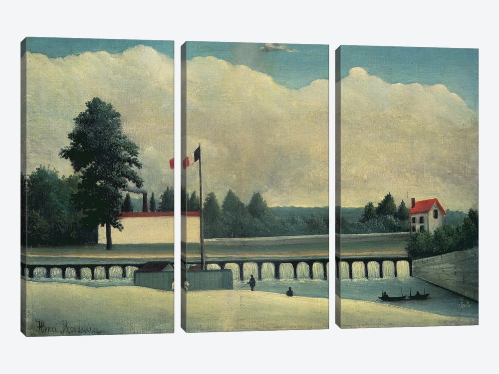 The Dam, 1891-93 by Henri Rousseau 3-piece Canvas Art Print
