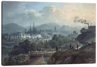 View of Shrewsbury across the Severn  Canvas Art Print - English School