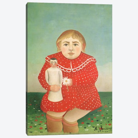 The Girl With A Doll, c.1892 Canvas Print #BMN6322} by Henri Rousseau Canvas Art
