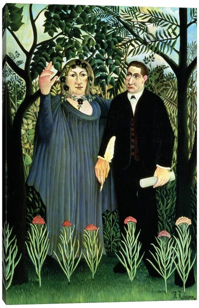 The Muse Inspiring The Poet, 1908-09 (Pushkin Museum) Canvas Art Print - Henri Rousseau