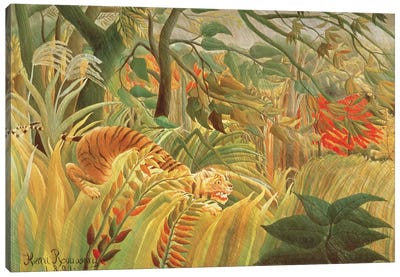 Tiger In A Tropical Storm (Surprised!), 1891 Canvas Art Print - Jungles