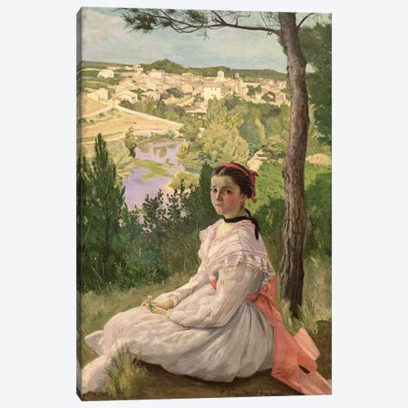 View of the village, Castelnau, 1868  Canvas Print #BMN633} by Jean Frederic Bazille Canvas Print