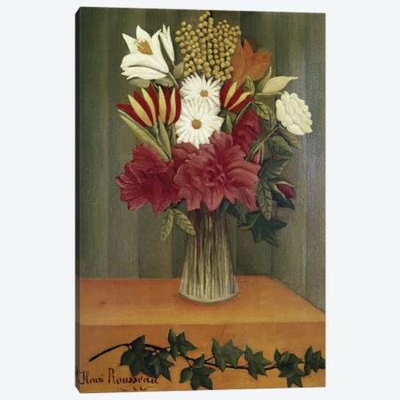 Vase Of Flowers Canvas Print #BMN6340} by Henri Rousseau Canvas Wall Art