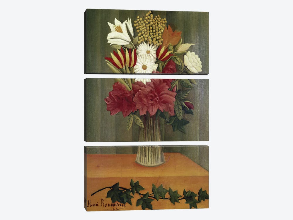 Vase Of Flowers by Henri Rousseau 3-piece Art Print