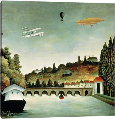 View Of The Bridge At Sevres And The Hills At Clamart, St. Cloud And Bellevue, 1908 Canvas Art Print - Blimps
