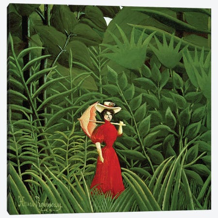 Woman In Red In The Forest, c.1907 Canvas Print #BMN6345} by Henri Rousseau Canvas Art Print