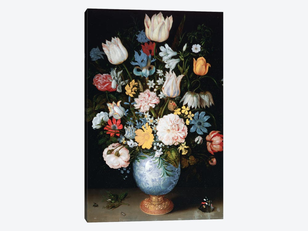 Bouquet Of Flowers, 1609 by Ambrosius the Elder Bosschaert 1-piece Canvas Wall Art