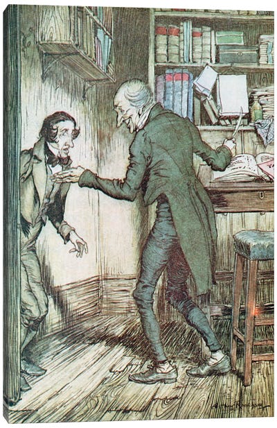 "Now, I'll Tell You What, My Friend," said Scrooge. "I Am not Going To Stand This Sort Of Thing Any Longer." (A Christmas Carol) Canvas Art Print - Arthur Rackham