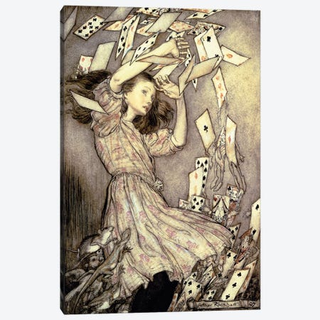 Alice And The Pack Of Cards (Illustration from Lewis Carroll's Alice's Adventures In Wonderland), 1907 Canvas Print #BMN6352} by Arthur Rackham Art Print