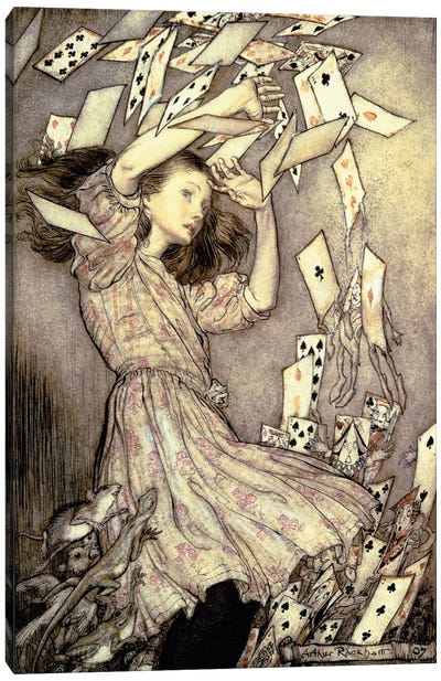 Alice And The Pack Of Cards (Illustration from Lewis Carroll's Alice's Adventures In Wonderland), 1907 Canvas Art Print - Animated Movie Art