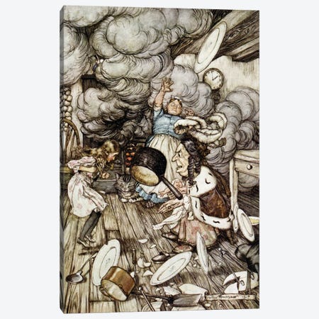 In The Duchess's Kitchen (Illustration from Lewis Carroll's Alice's Adventures In Wonderland), 1907 Canvas Print #BMN6353} by Arthur Rackham Art Print