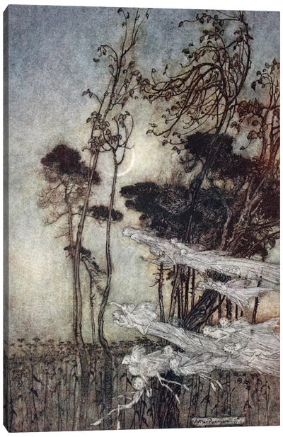 "… The Moon, Like To A Silver Bow New-Bent In Heaven" (Illustration From William Shakespeare's A Midsummer Night's Dream), 1908 Canvas Art Print - Arthur Rackham