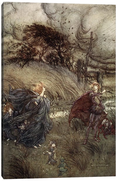 And Now They Never Meet In Grove Or Green, By Fountain Clear, Or Spangled Starlight Sheen, But They Do Square, 1908 Canvas Art Print - Arthur Rackham