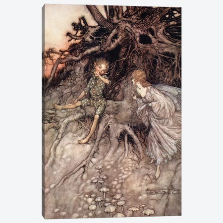 I Am That Merry Wanderer Of The Night (Illustration From William Shakespeare's A Midsummer Night's Dream), 1908 Canvas Print #BMN6358} by Arthur Rackham Art Print