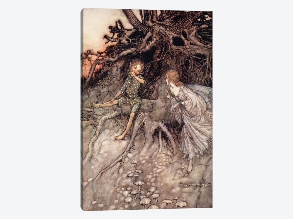 I Am That Merry Wanderer Of The Night (Illustration From William Shakespeare's A Midsummer Night's Dream), 1908 by Arthur Rackham 1-piece Canvas Art