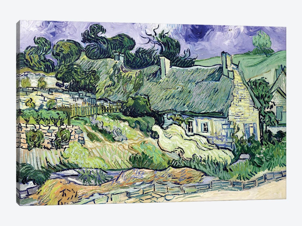Thatched cottages at Cordeville, Auvers-sur-Oise, 1890  by Vincent van Gogh 1-piece Art Print