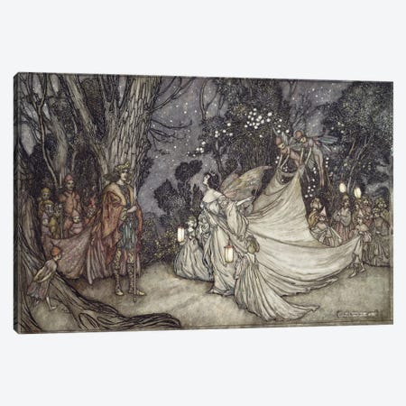 The Meeting Of Oberon And Titania (Unused Illustration From William Shakespeare's A Midsummer Night's Dream), 1908 Canvas Print #BMN6362} by Arthur Rackham Canvas Wall Art