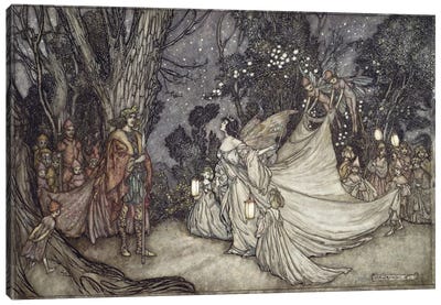 The Meeting Of Oberon And Titania (Unused Illustration From William Shakespeare's A Midsummer Night's Dream), 1908 Canvas Art Print - Arthur Rackham