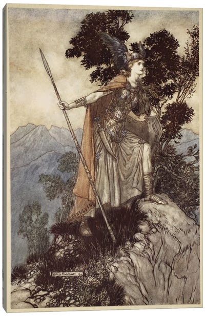 Brunnhilde (Illustration From Richard Wagner's The Rhinegold & The Valkyrie), 1910 Canvas Art Print - Arthur Rackham
