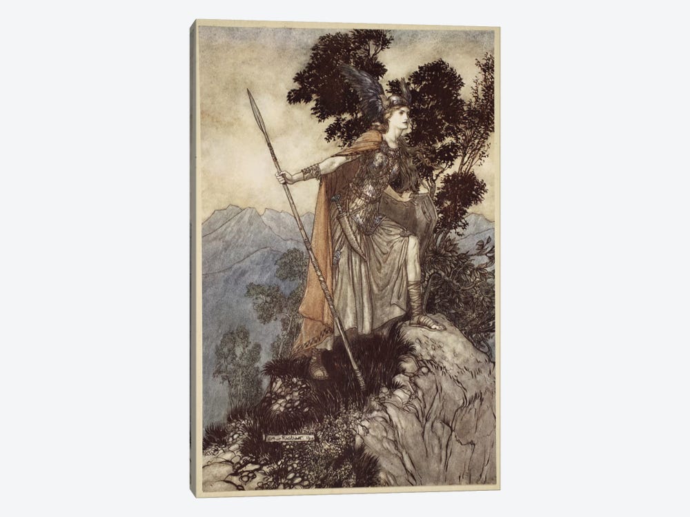Brunnhilde (Illustration From Richard Wagner's The Rhinegold & The Valkyrie), 1910 by Arthur Rackham 1-piece Canvas Artwork