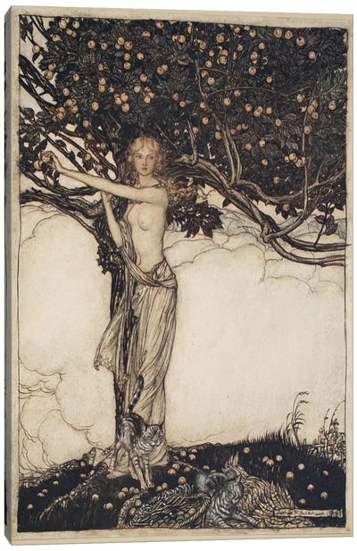 Freia, The Fair One (Illustration From Richard Wagner's The Rhinegold & The Valkyrie), 1910 Canvas Art Print - Arthur Rackham