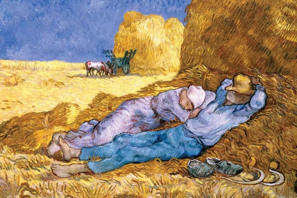 Sleeping & Napping: Noon, or The Siesta, after Millet, 1890  by Vincent van Gogh