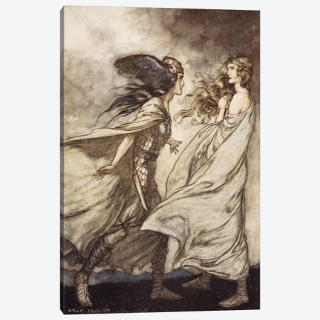 "The Ring Upon Thy Hand … Ah, Be Implored! For Wotan Fling It Away!" (Richard Wagner's Siegfried And The Twilight Of The Gods) Canvas Print #BMN6371} by Arthur Rackham Art Print