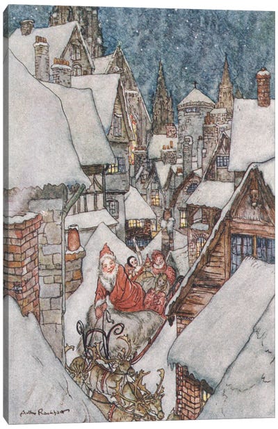 Colour Plate III (Illustration from Clement C. Moore's The Night Before Christmas), 1931 Canvas Art Print - Arthur Rackham