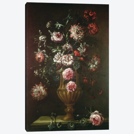 Still Life Of Flowers In An Urn Canvas Print #BMN6375} by Gaetano Cusati Canvas Art