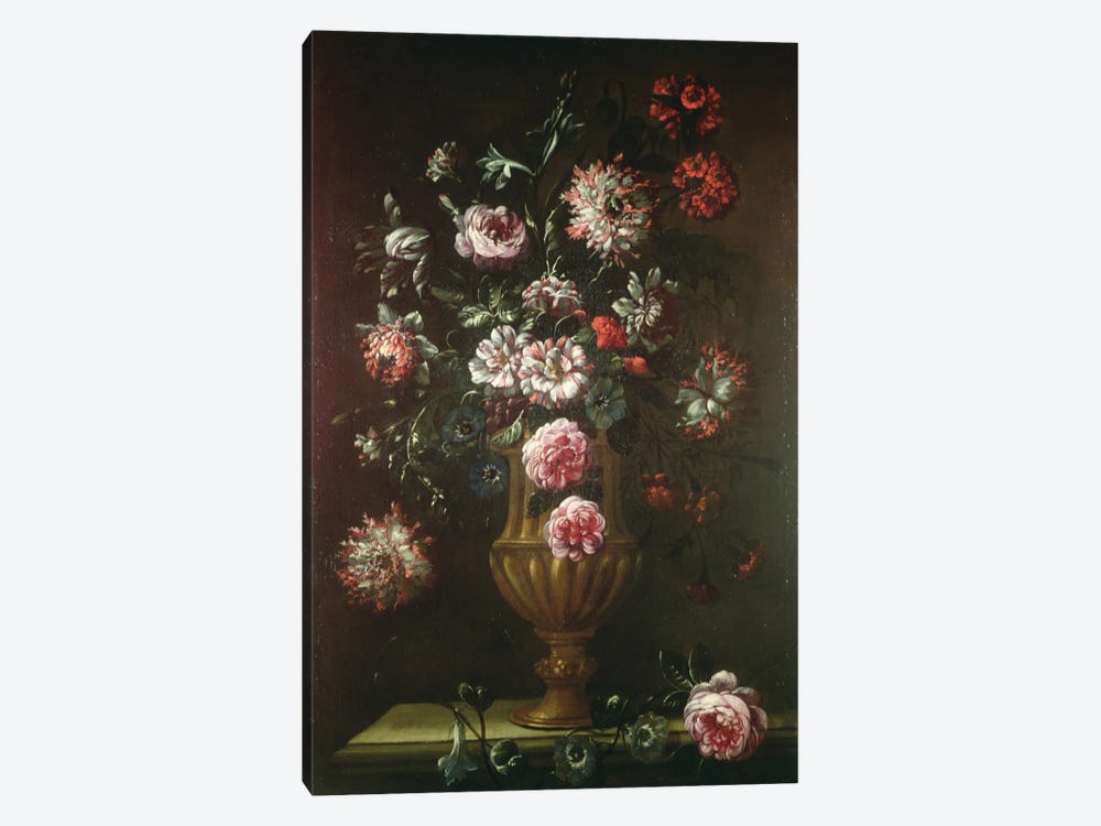 Still Life Of Flowers In An Urn by Gaetano Cusati 1-piece Canvas Print