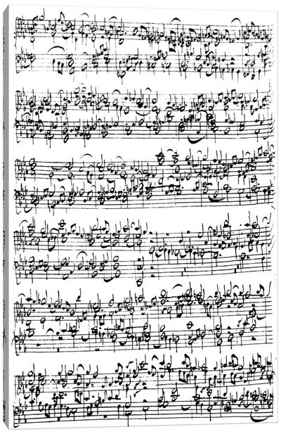 Photograph Of Johan Sebastian Bach's Music Score Canvas Art Print